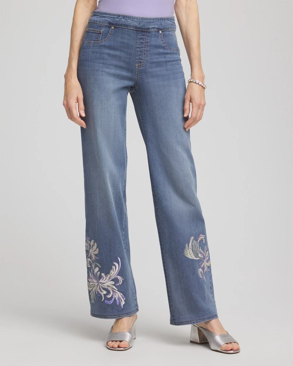 Embroidered Pull-On Wide-Leg Jeans | Chico's